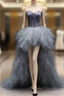 Gray Tulle Sweetheart Prom Dress