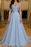 Gray tulle lace long prom Dress gray tulle formal Dress