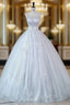Gray Tulle Sequins Straps Quinceanera Dress