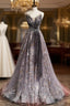 Gray Tulle Sequins Sweetheart Beading Prom Dress