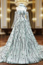 Green Ball Gown Sequins Sweetheart Long Sleeve Embroidery Prom Dress