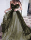 Green Color Sweetheart Neck Long Prom Dress, Evening Dress