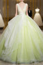 Green Deep V-neck Lace Quinceanera Dress