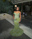 Green Mermaid Long Evening Gown Shinny Prom Dress