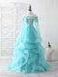 Green Tulle Lace Applique Long Prom Dress Green Graduation Dresses