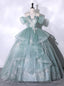 Green Tulle Lace Spaghetti Straps Quinceanera Dress