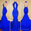 Halter Backless Mermaid Royal Blue Prom Dresses