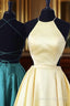 Halter Prom Long Satin Gown Dress Lace Up Back