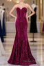 Hot Fuchsia Sequin Mermaid Prom Evening Dress Sweetheart