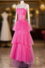 Hot Pink High Low Prom Dress, Hot Pink High Low Formal Graduation Dress