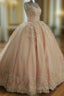 Illusion Neckline Tulle And Satin Ball Gowns Wedding Dress Lace Embroidery