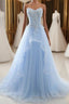 A-Line Sexy Floral Engagement Prom Birthday Dress Strapless Sleeveless Sweep / Brush Train Lace with Pleats Lace Insert