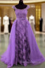 Lace Mermaid Prom Dress Spaghetti Straps Removable Train