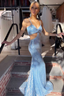 Light Blue Sequin Twist-Front Lace-Up Mermaid Long Prom Gown