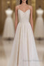 Light Champagne Lace Straps Sweetheart Party Dress Formal Dress, Tea Length Wedding Party Dress