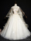 Light Champagne Long Prom Dresses, Champagne Tulle Formal Gown Sweet 16 Dresses