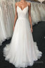 Light champagne tulle long prom Dress, champagne tulle evening Dress