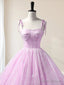 Lilac A-Line Tulle Long Sleeveless Quinceanera Dresses