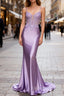 Lilac Floral Classy Mermaid Corset Long Prom Dress