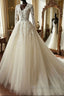 Long A-line Organza Lace Wedding Dress with Sleeves