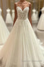 Long A-Line Spaghetti Straps Sweetheart Floral Lace Tulle Wedding Dress