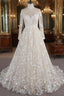 Long A-line Sweetheart Applqiues Tulle Wedding Dress with Sleeves