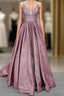 Long Prom Dress Glitter V Neck With Pockets