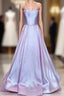 Long Satin Prom Dress Spaghetti Straps Strapless