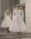 Long Sleeves Tea Length Tulle Off Shoulder Dress