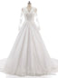 Long Sleeves V Neckline Backless Lace Appliques Wedding Gowns