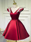 Lovely Cap Sleeves Short Party Dresses, Satin Homecoming Dress