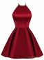 Lovely Halter Short Prom Dress, Homecoming Dresses , Satin Formal Dress