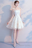 Lovely Ivory Short Party Dress Homecoming Dress, Ivory Simple Short Prom Dress