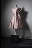 Lovely Simple One Shoulder Pink Bridesmaid Dress, Pink Satin Homecoming Dress