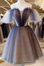 Lovely Tulle Offshoulder Short Prom Dress, Lace Up Homecoming Dress