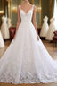 Luxurious Lace Beaded Wedding Dress New Arrival V Neck Straps Long Ball Gown Wedding Party Bridal Dress