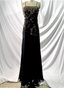 Luxurious Vintage Black Thin Strap Gold Beaded Embroidery Chiffon Long Prom Dress Evening Dress