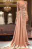 Luxury Evening Dress Mermaid Long Sleeves Appliques Beaded Long Turkey Dubai Saudi Arabic Evening Gown Prom Dress
