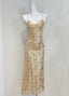 Luxury Gold Mermaid Strapless V-Neck Sequined Long Prom Dress Evening Dress