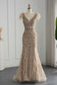 Luxury V Neck Mermaid Evening Prom Dress With Feathers Appliques
