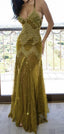 Beatuy Mermaid Sequins Lace Tulle Evening Dress Long Prom Gown With Slit