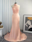 Mermaid Halter Appliques Lace Sweep Train Satin Dress