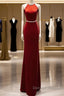 Mermaid Halter Burgundy Long Velvet Prom Dress