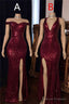 Mermaid Halter-v-neck Or Portrait Front Slit Floor Length Paillette Prom Dress