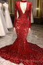 Mermaid High Neck Long Sleeves Prom Dress