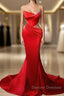 Copy of Black And Red Mermaid Straps Long Evening Dress, Long Prom Dress With Leg Slit