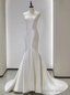 Mermaid Ivory White Satin Strapless Wedding Dress
