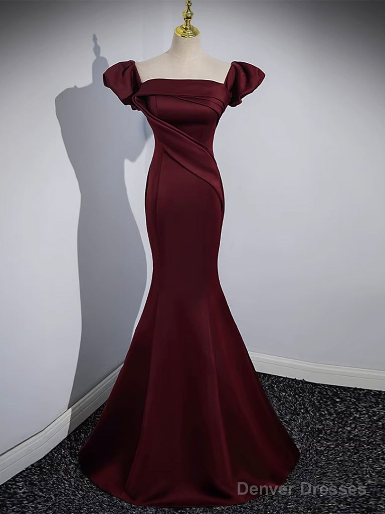Party Dress Night Out, Mermaid off Shoulder Satin Burgundy Long Prom Dress, Burgundy Formal Dress Denver Dresses Party Dress Night Out, Mermaid off Shoulder Satin Burgundy Long Prom Dress, Burgundy Formal Dress Denver Dresses