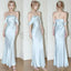 Mermaid Off The Shoulder Floor-Length Sleeveless Light Sky Blue Prom Dress