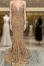 Mermaid Strapless Gold Sequin Prom Dress